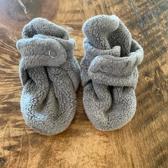 Zutano Shoes Zutano Cozie Fleece Gripper Baby Booties Gray
